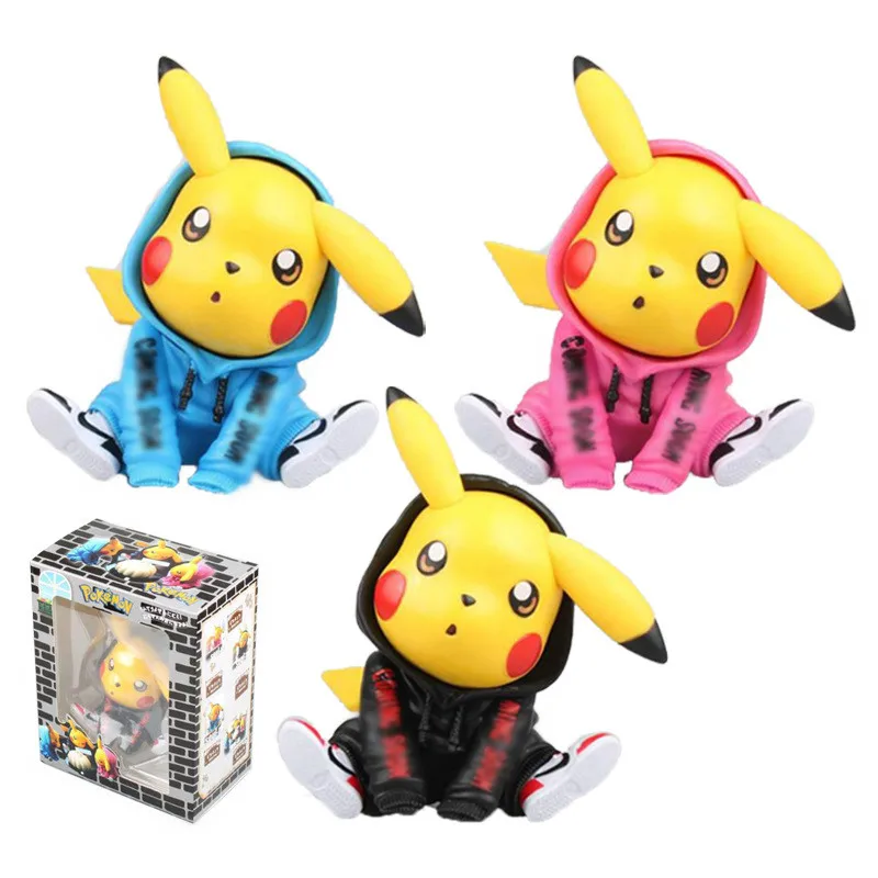 

Takara Tomy Pokemon DOll Toys Collections Japan Anime Trendy Pikachu Hoodied Action Figure 12cm