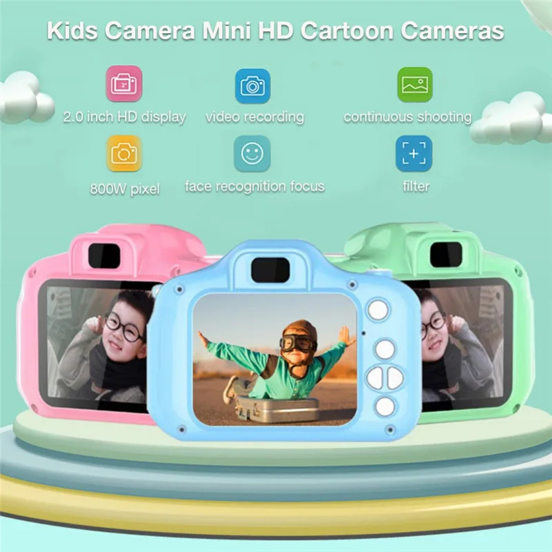 Children's Camera Mini HD Video with SD Card Intelligent Shooting Children's Digital Camera ​Sports Toys for Kids Gift