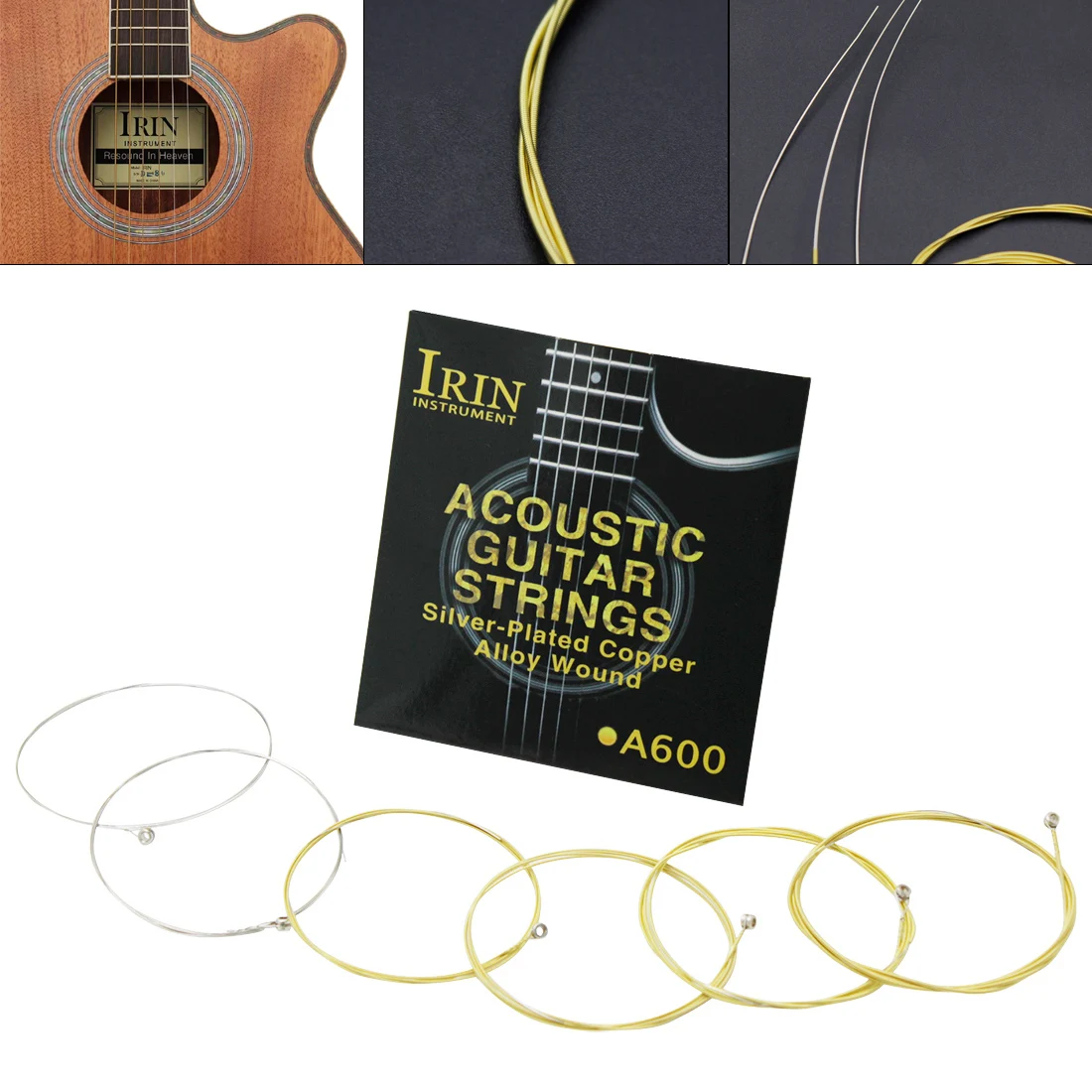 6pcs/set High Quality Durable Portable Acoustic Flok Guitar Strings 012-053 Inch Steel Core with Brass Copper Alloy Winding | Спорт и