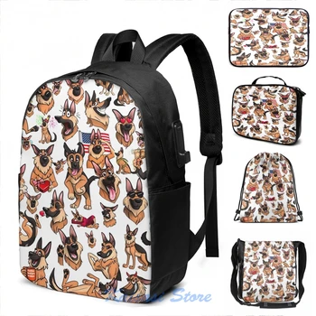 

Funny Graphic print German Shepherds everywhere! USB Charge Backpack men School bags Women Cosmetic bag Travel laptop bag