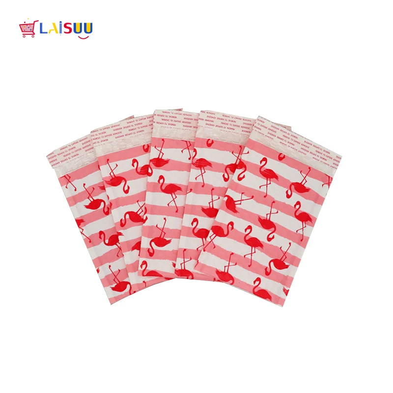 

#000 4x8" 122x178mm Pink Flamingo Poly Bubble Mailers Padded Envelopes Self Seal Envelope bubble envelope shipping envelopes