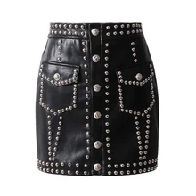 ^#Cheap Punk Rivet PU Leather Skirt Women 2019 Winter Fashion Casual Party Mini Skirts High Waist Korean Harajuku Streetwear Club Gothic ^#Cheap Punk Rivet PU Leather Skirt Women 2019 Winter Fashion Casual Party Mini Skirts High Waist Korean Harajuku Streetwear Club Gothic