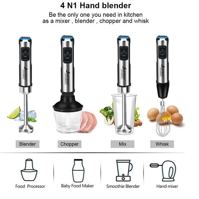 1000W Kitchen Immersion Blender, 4-In-1 Stainless Steel Handheld Blender  Stick Mixer Handheld Blender, Smoothie Blender - AliExpress