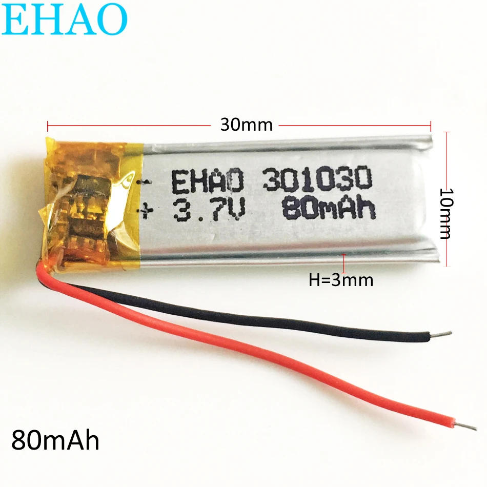 3 7 v 80mAh литий-полимерный аккумулятор 301030 для Mp3 GPS PSP bluetooth наушники гарнитура