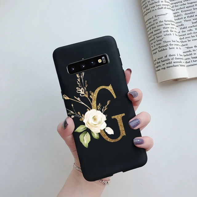 Funda de silicona suave para Samsung Galaxy S10, S10 Plus, S10 e, Color  Negro, Rosa, mate, con letras del alfabeto, S10e