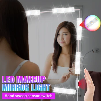 

USB Hand Sweep Dimming Cosmetic Light LED Makeup Lamp 2 6 10 14 Modules 12V Hollywood Vanity Bombillas LED Bathroom Mirror Lampy