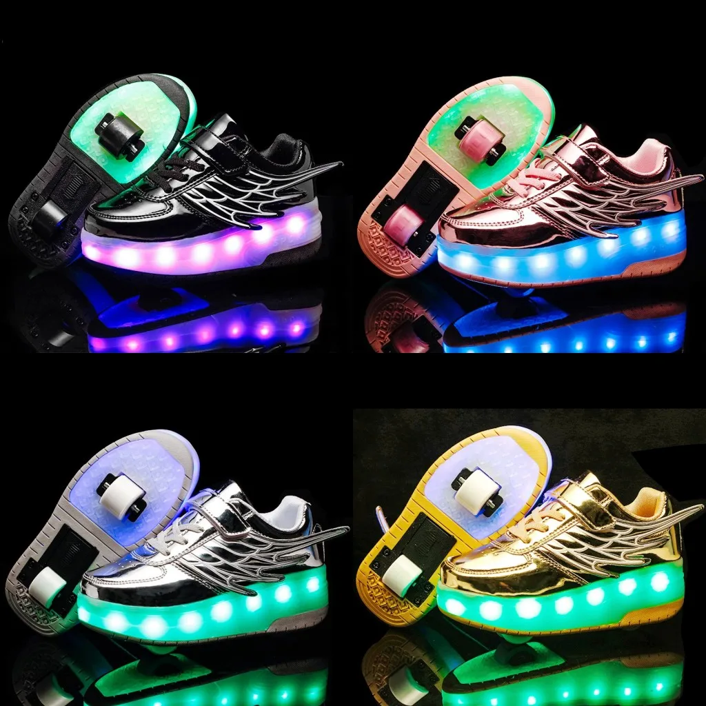 

Kids shoes boys Heelies Sneakers double wheels Children shoes Chaussure enfant Sapato infantil glowing shoes kids Hook & Loop