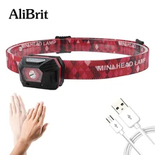 D25 AliBrit мини фары тела датчик движения Встроенные батареи фары головного света Ультрафиолетовый фонарь XPE светодиодный для бега