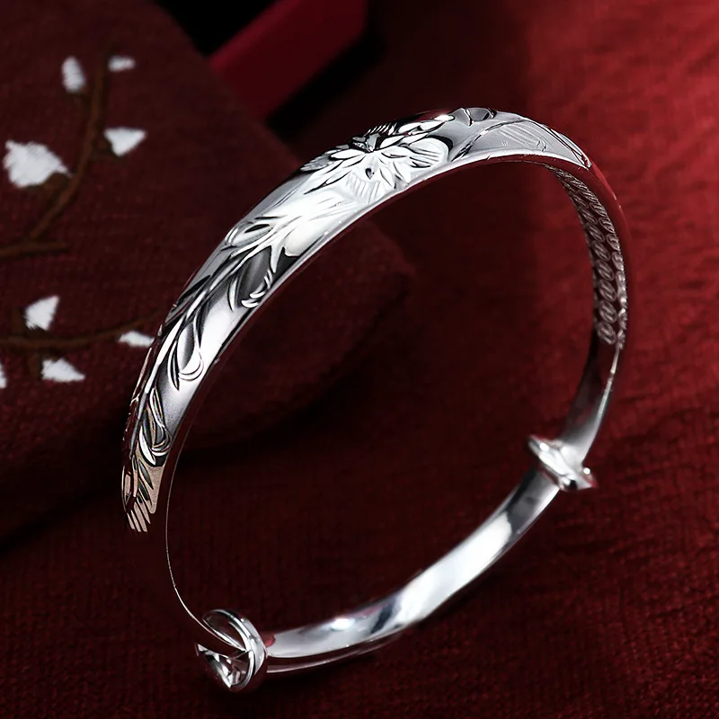 

SA SILVERAGE 37.5g Joyeria Plata 925 Wedding Bracelet Luxury Mother's Day Flower 999.9 Sterling Silver Bracelet Gift for Mother