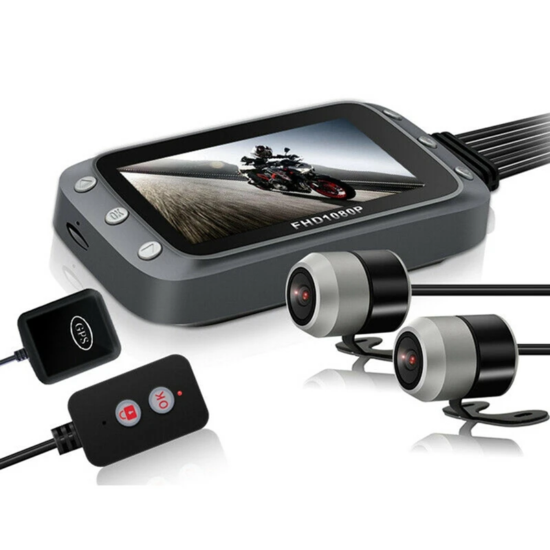 GPS WI-FI FHD 1080P 3 дюйма Видеорегистраторы для мотоциклов спереди и сзади двойной