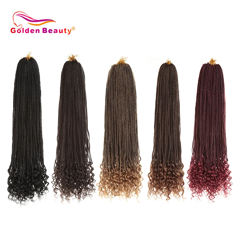 

30" 3X Braided Box Braids Wig For Woman Synthetic Hair Extension High Temperature Fiber Heat Resistant Hair Golden Beauty