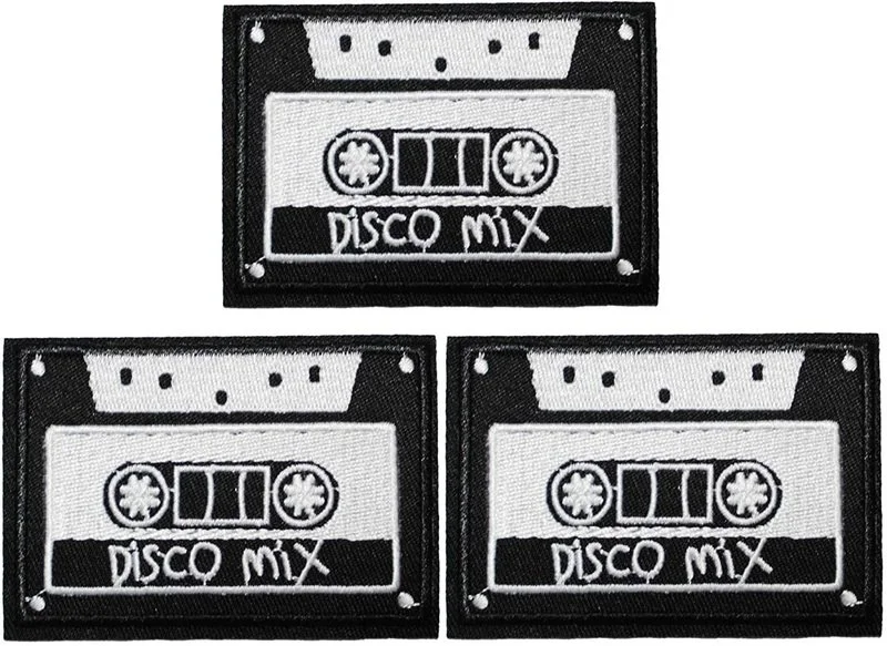 1/3 PCS Disco Mix Tape Cassette Embroidered Sew on/Iron-on Applique Patches for Clothing Bags Hats Jackets Decor DIY Accessory