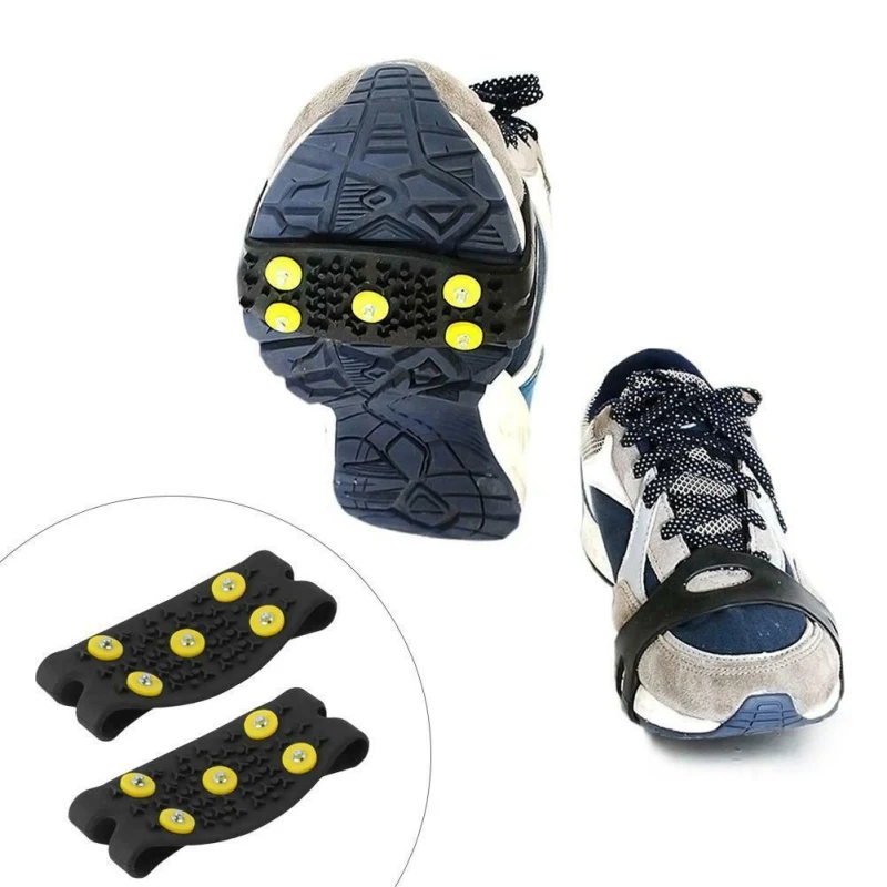 

1 Pair Snow Climbing Mountaineering Anti Slip Spike Grips Crampon Walking Ice Cleats 5-Stud Boots Shoes Covers