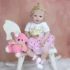 55 CM Soft Silicone Baby Reborn Doll Toy Lifelike For Girl Cloth Body Realistic 22 Inch Blonde Hair Toddler Princess Bebe 1