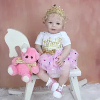 55 CM Soft Silicone Baby Reborn Doll Toy Lifelike For Girl Cloth Body Realistic 22 Inch Blonde Hair Toddler Princess Bebe 1