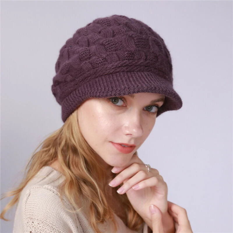 Womens knit hat with visor Clearance