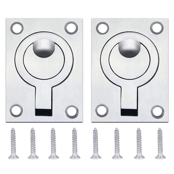 

(2 Pack) Flush Ring Pull Handle Hatch Locker Cabinet Handle 63 x 44 mm Stainless Steel Marine Yacht Drawer Door Hardware