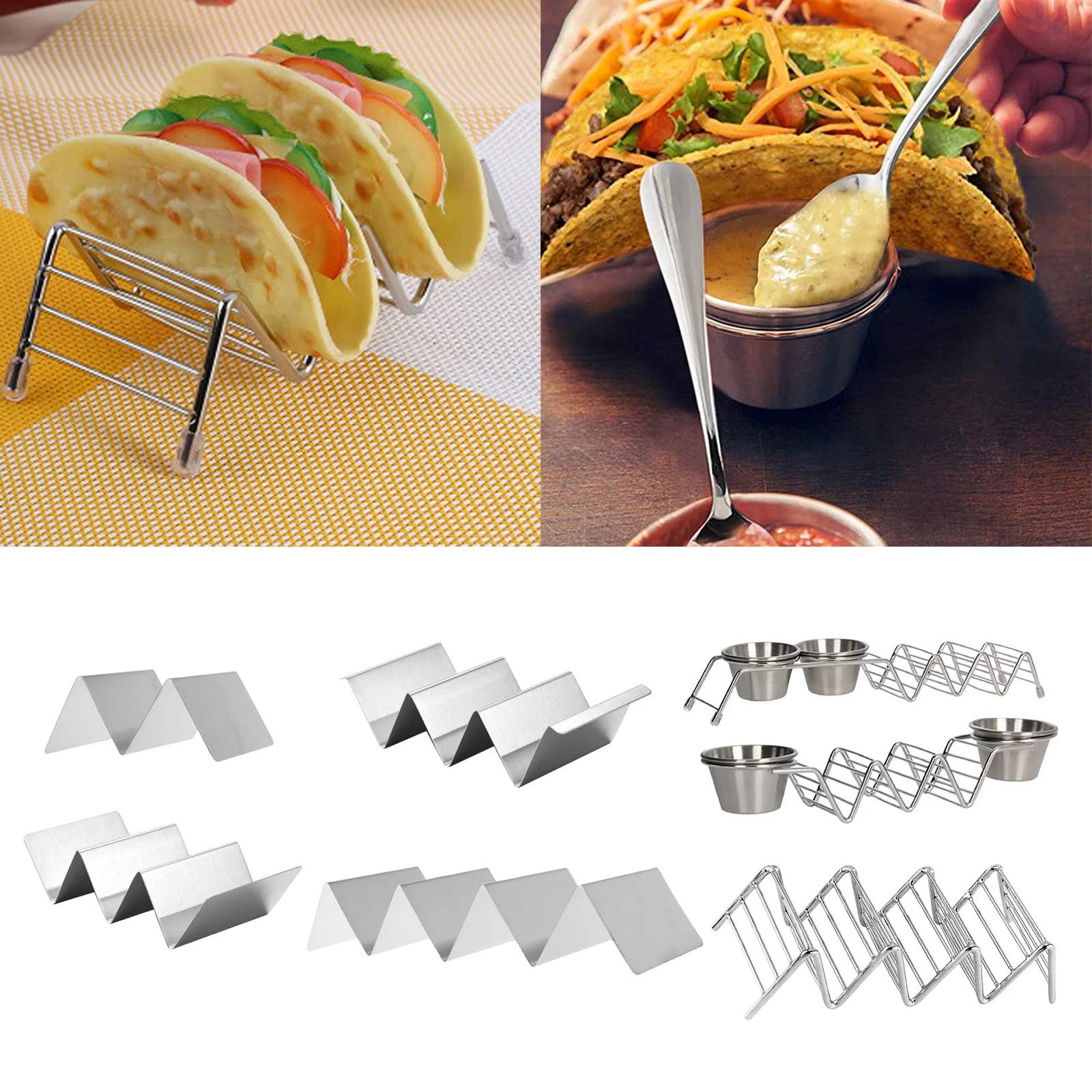 Stainless Steel Taco Holder Tray Mexican Pancake Plate Stand Rack for Oven Grill Mexican Food Rack Stand Kitchen Cooking Tool
