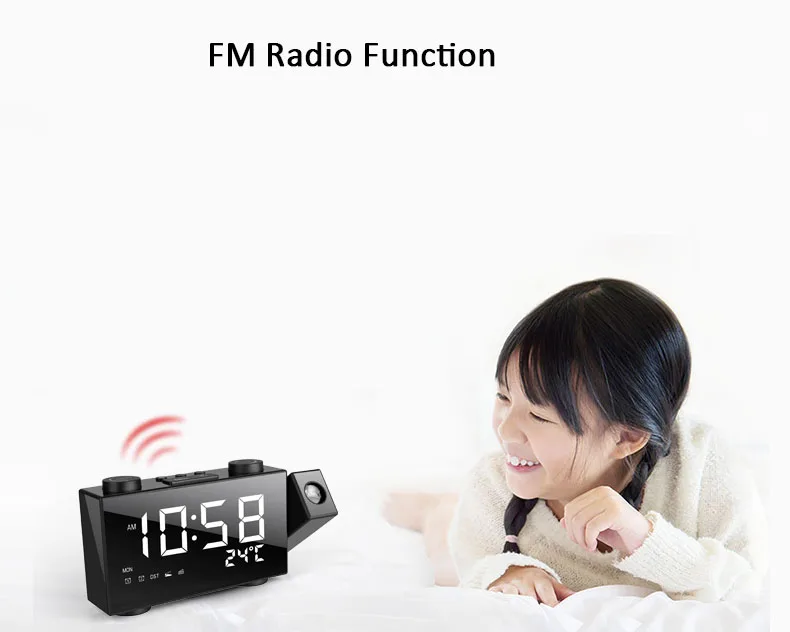 H8 проекционные часы будильник La ser Многофункциональные цифровые часы fm-радио, часы время проекции четыре регулировки передач