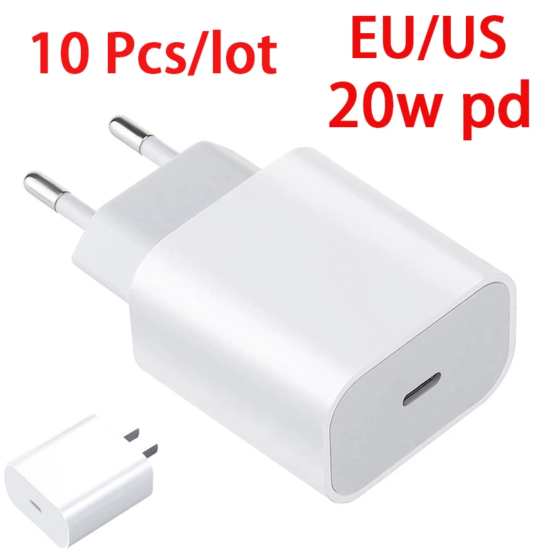 phone charger 10Pcs/lot 20W Fast Charger For iPhone 12 EU/US Plug and Data USB Cable For iPhone X Charger Wire For iPad USB Type C to Lighting 5v 1a usb
