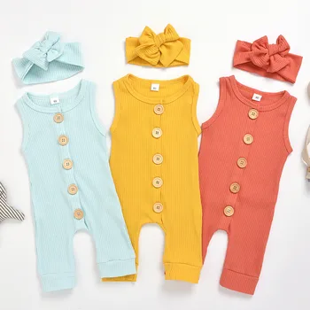 

Newborn Baby Boy Girl Knitting Cotton Navy Light Blue Orange Red Gold Sleeveless Jumpsuit Romper Clothes Outfits Summer Cute