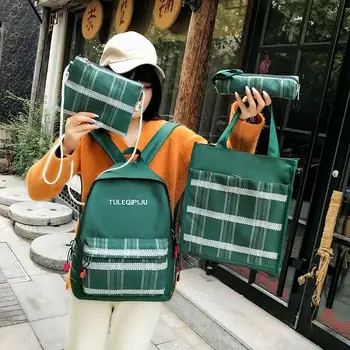 

Woman's All-match Rabbit Print Backpack Simplicity Outdoor Trendy Travel Bag 4pc Casual Multi-functional Cute Lady Backpack