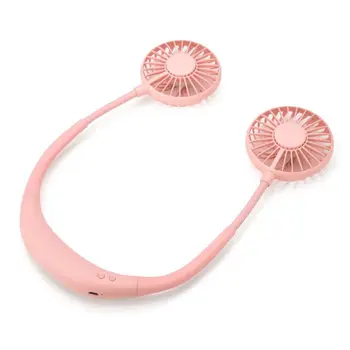 

Hand Free Sports Dual Fan Portable Neck Band Hanging USB 2000MA Battery Rechargeable Mini Cooler Fan With lights and fragrance