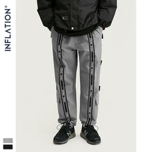 Ветровка, Мужские штаны для бега с ткаными лентами, свободные штаны для бега, уличная одежда, мужские повседневные штаны для бега 93455W