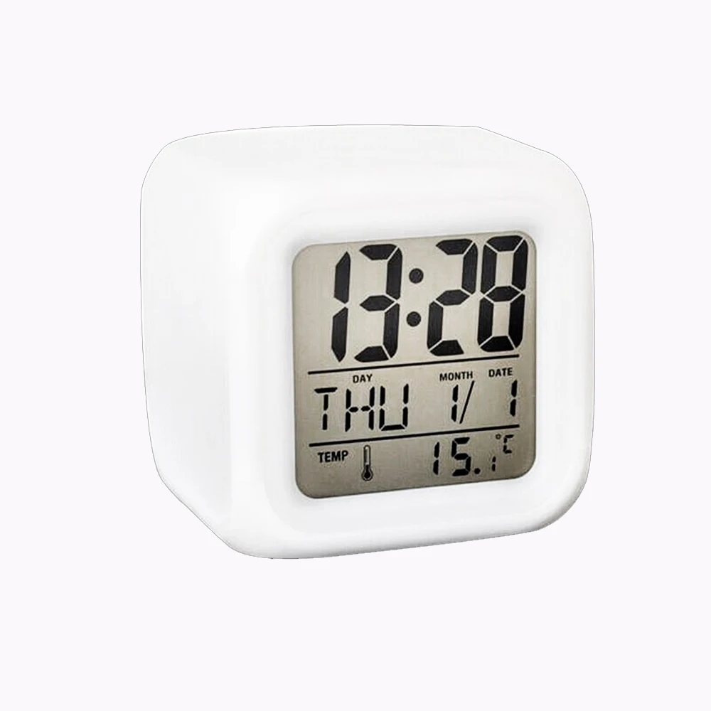 Цифровой вращающийся ЖК-проектор проекционный будильник потолочный дисплей 12/24 H Повтор Настольные часы температура для спальни - Цвет: 7 color change