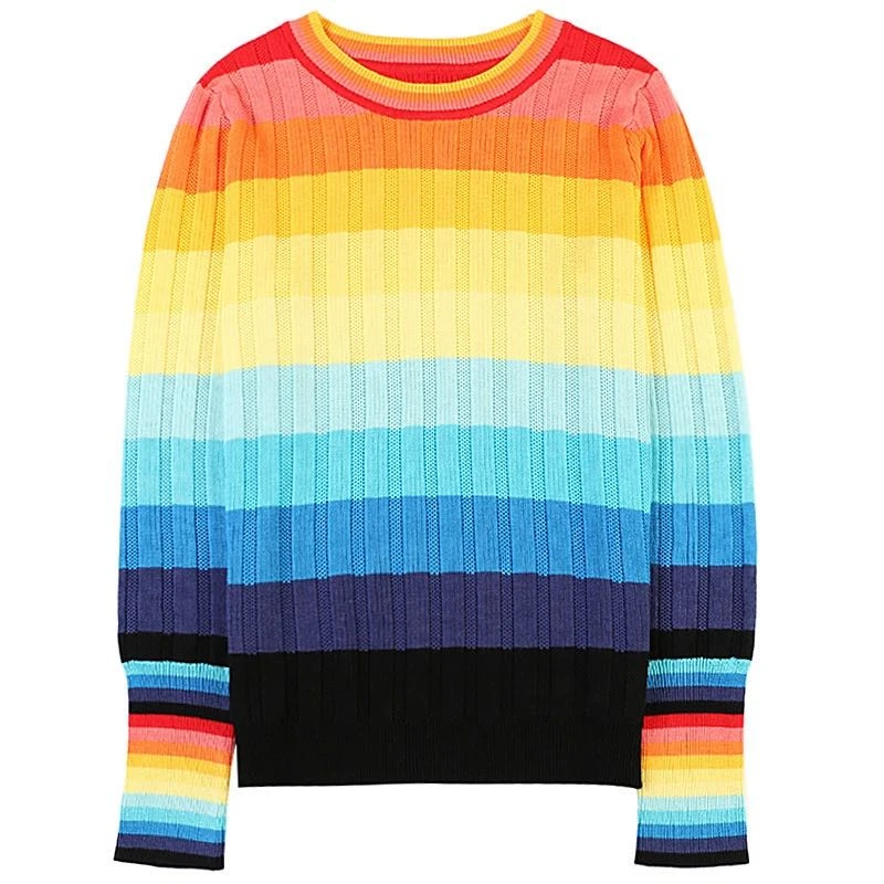 

2019Colour Stripe Knitting Sweater Winter Clothes Women Round Neck Pullover Jumper Plus Size Sueter Mujer Dames Sweaters Korean