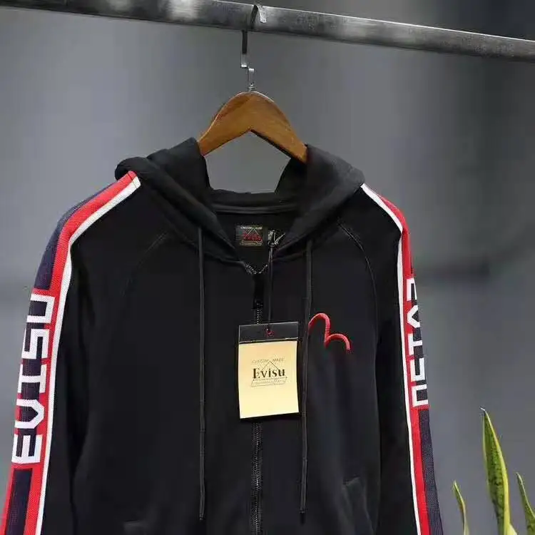 Осень, Evisu, Мужской Повседневный свитер на молнии с капюшоном, теплый, дышащий, модный, с длинным рукавом, для мужчин и женщин, для влюбленных, куртка, Тренч