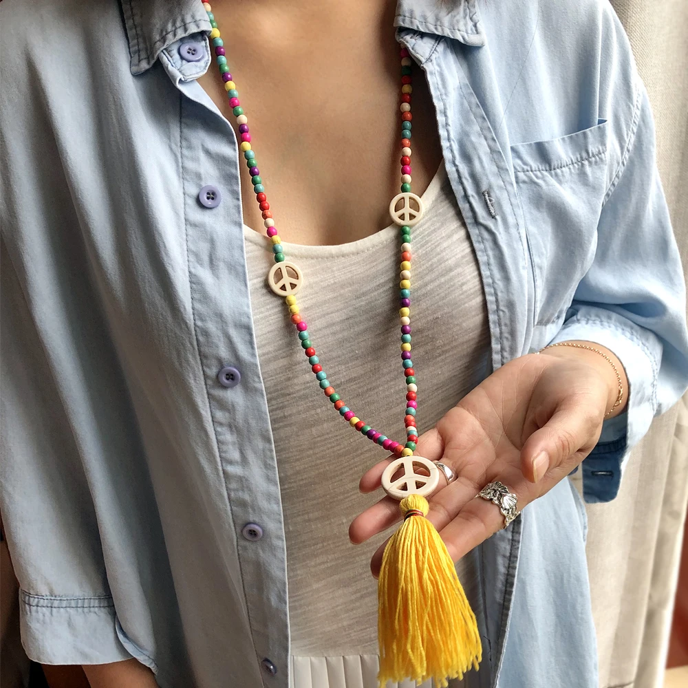 Yumfeel Brand New Fashion Jewelry Tassel Necklace Handmade Colorful Stone Beads Women Necklaces |