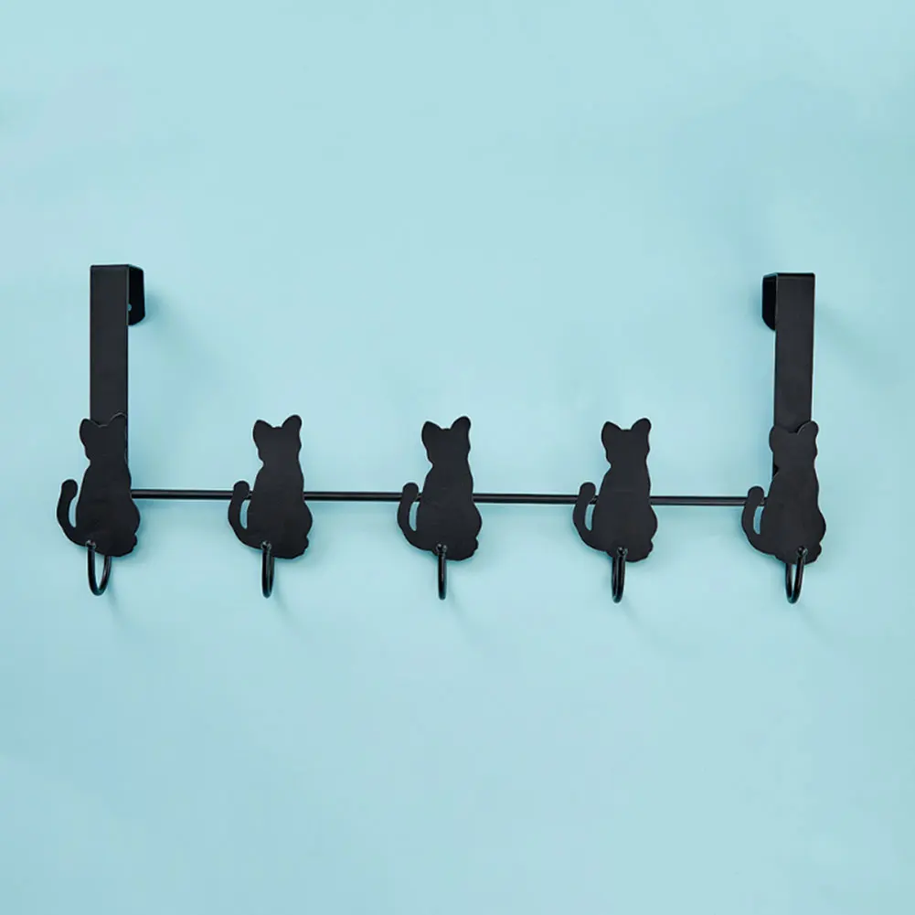 Kitchen Home Punch Free Hanging Towels Door Hook Storage Iron Keys Cat Shape Organizer Bags Clothes Bedroom