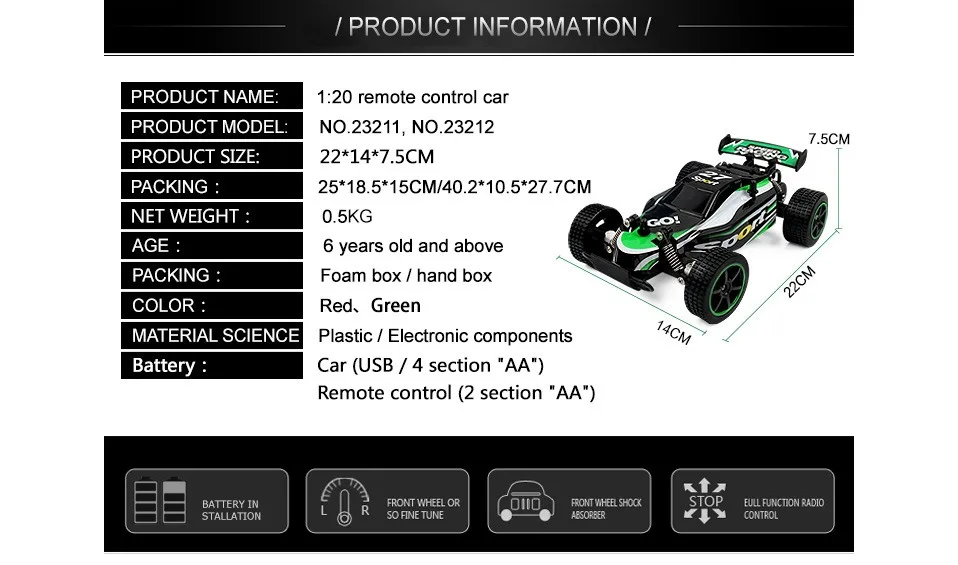 Детская радиоуправляемая модель игрушки 1:20 2,4 GHZ 2WD Радиоуправляемый внедорожник RC RTR гоночный автомобиль грузовик игрушки для детей