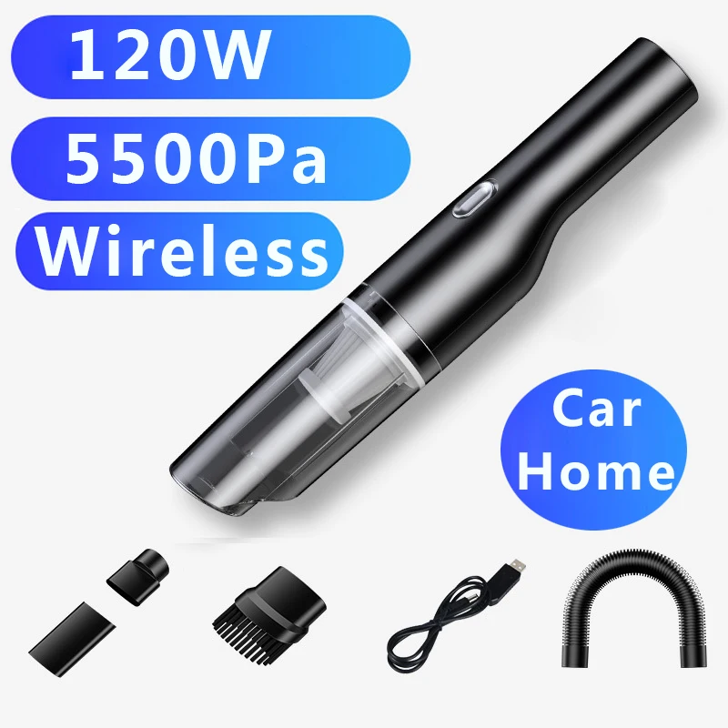 US $23.30 Handheld Auto Vacumm Cleaner Mini Wireless Car Vacuum Cleaner Super Strong Suction 5500 Pa 60W Portable For Car Home Pet Hair