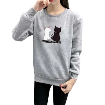 

Autumn Winter New Cartoon Print Plus Size Sweatshirt Korean Style Round Neck Long Sleeve Women Thick Top