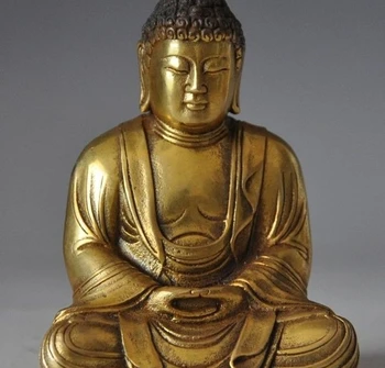 

free shipping 90mm old Chinese Buddhism bronze Gilt sakyamuni Amitabha Tathagata Buddha statue