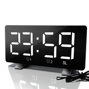 

Digital Alarm Clock LED Mirror Clock Multifunction Snooze Display Time Night LCD Light Table Desktop Reloj Despertador USB Cable