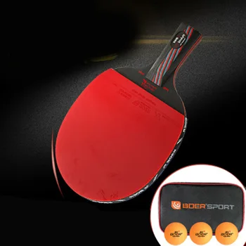 

BOER Table Tennis Racket Ping Pong Paddle Cover 3 Ball Set Long/Short Handle Stable And Easy To Control The Ball