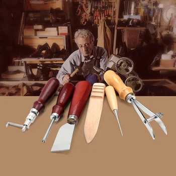 

New 6 pcs/set Stitching Carving Working Sewing Saddle Groover Leather Craft Punch Tools Kit Leather Punch Tools