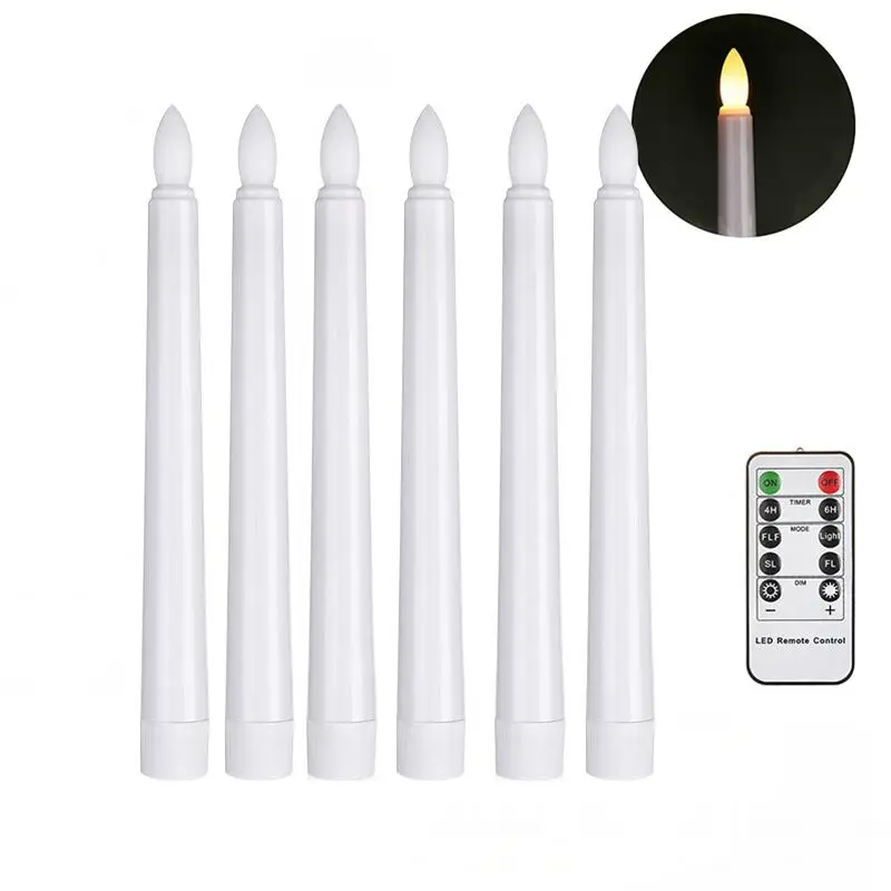 

Remote controlled LED Taper AAA Battery Operated Candle Light w/Timer function Wedding Christmas Home Bar party Lighting-W White