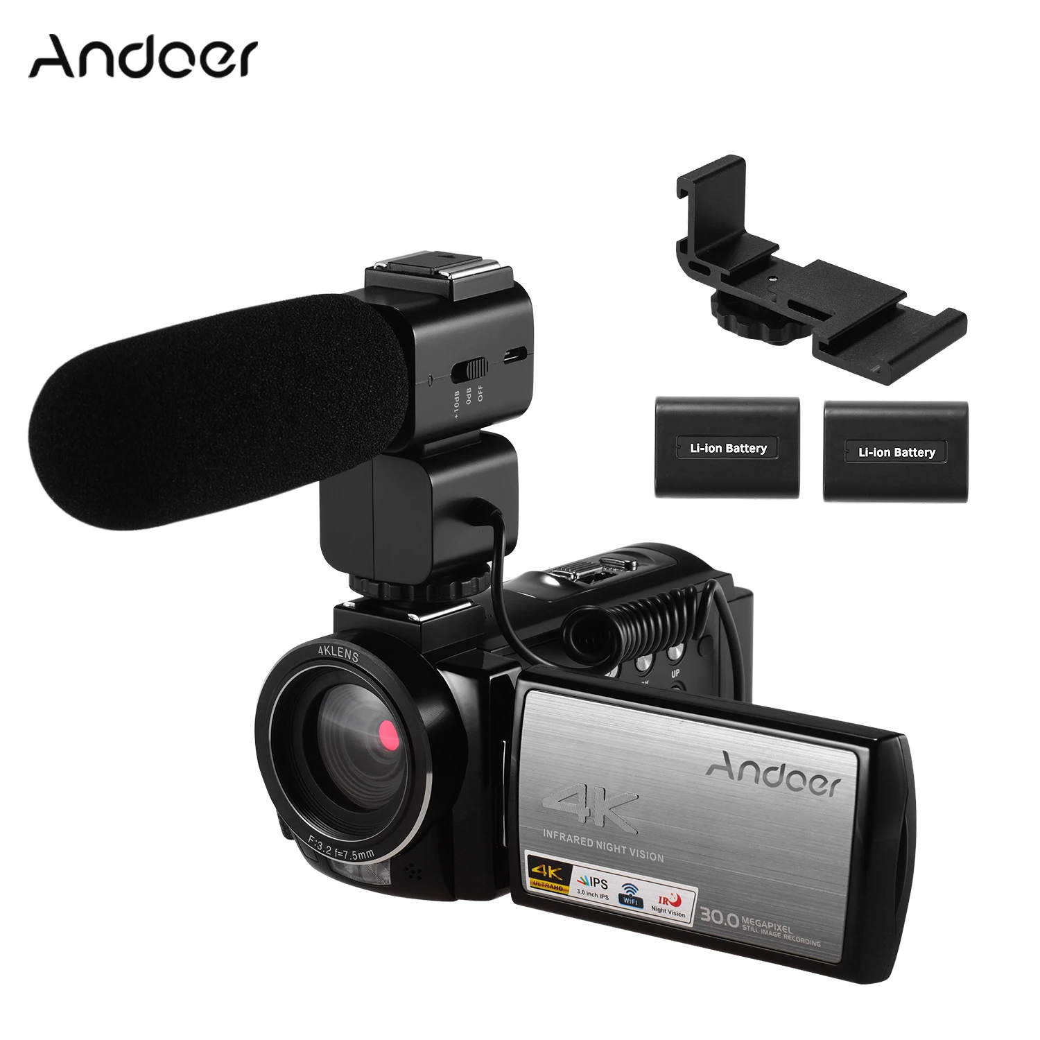Andoer HDR-AE8 4K WiFi цифровая видеокамера DV рекордер 30MP 16X цифровой зум ИК Ночное Видение 3 дюймов ips ЖК-камера
