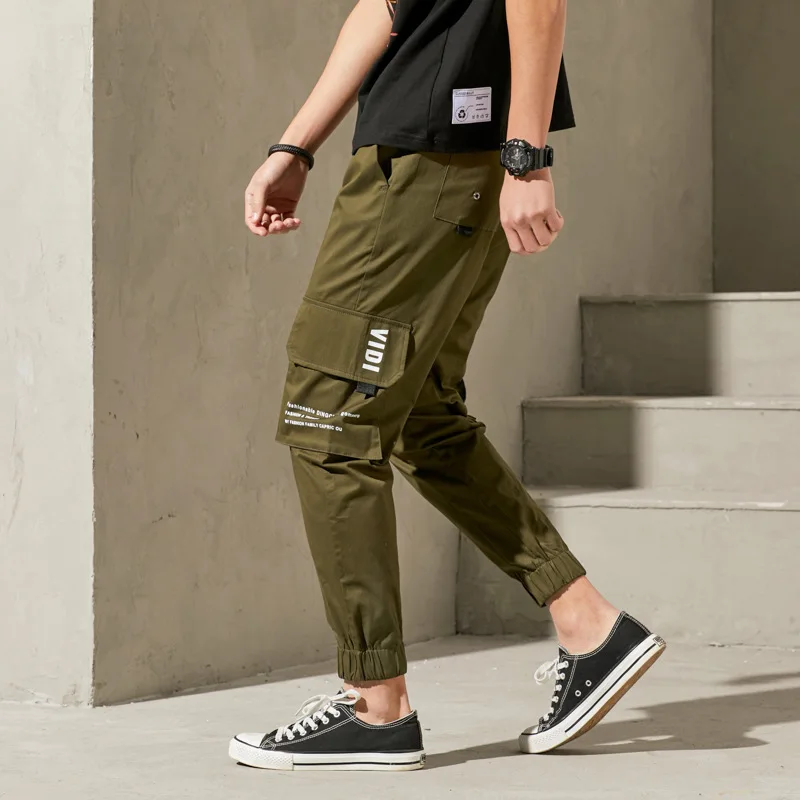 

Spring New Style Loose-Fit 9 Points Casual Bib Overall Men Thin Teenager Capri Beam Leg Harem Pants 6608