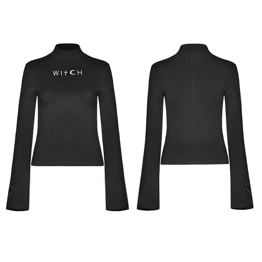 Canon EF-S 18-55mm f/3.5-5.6 IS STM Lens and ?PUNK RAVE Women's Dark High Collar Trumpet Sleeve Knitted Top High Neck Witch Embroidery Peach Heart Personality T-shirt