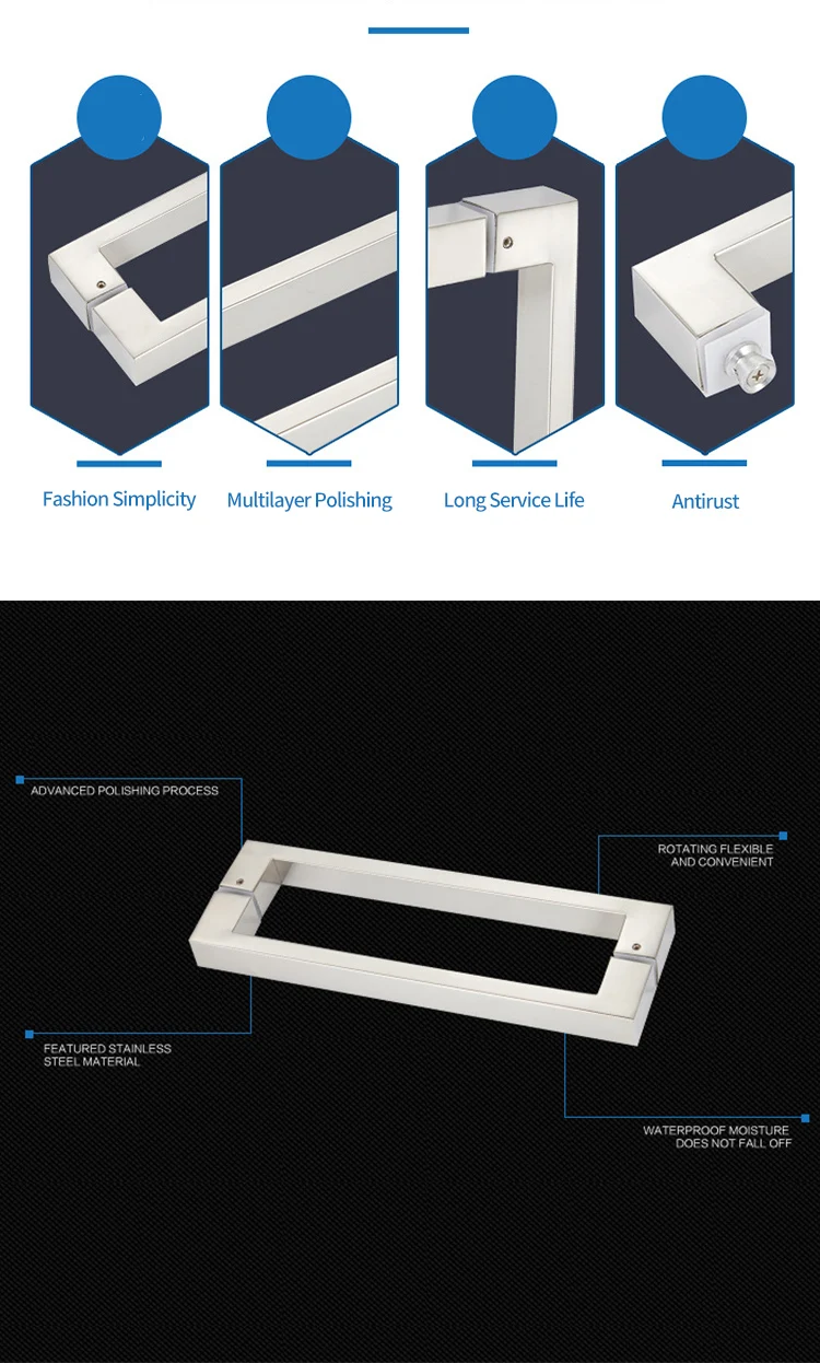 1 пара Высокое качество квадратная гальванизированная душевая дверная ручка из нержавеющей стали душевая дверная ручка подходит 8-12 мм душевая стеклянная дверь