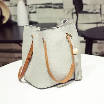

New Tassel Beads Bucket Bag Portable Shoulder/Crossbody Bag