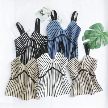 

HELIAR 2020 Summer V-Neck Tank Tops Knitting Crop Top Sexy Camisole Female Plain Camis Women Slim Sexy Camis Crop Tops Women