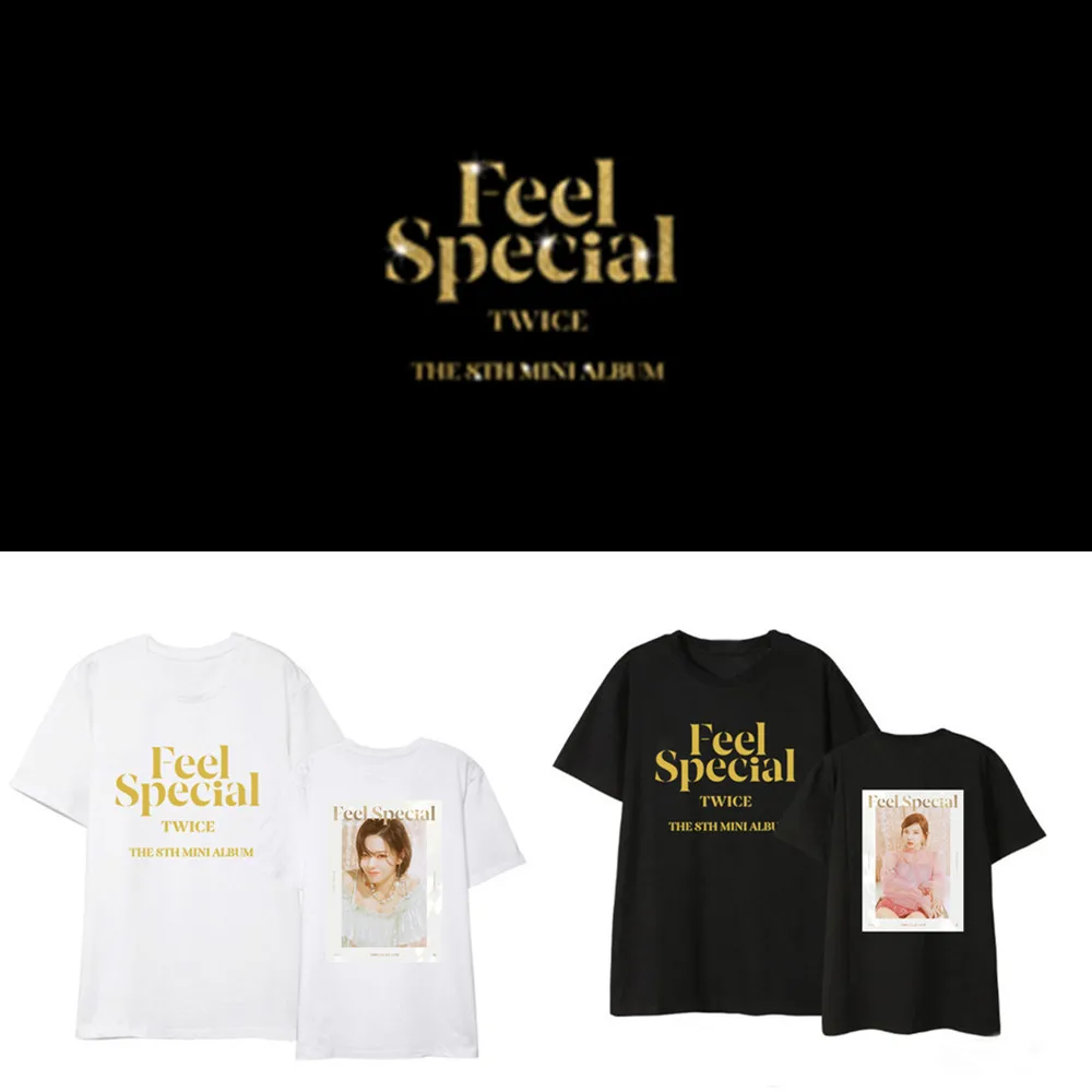 Kpop TWICE FEEL SPECIAL The 8th Mini Album Shirt Повседневная Свободная одежда в стиле хип-хоп футболка Топы с короткими рукавами футболка DX1219