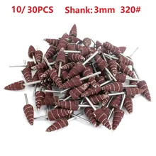 10/30 pçs forma do cone montado ponto de moagem cabeça lixa flap lixa lixamento roda 320 grit 1/8 "shank polimento ferramenta abrasiva