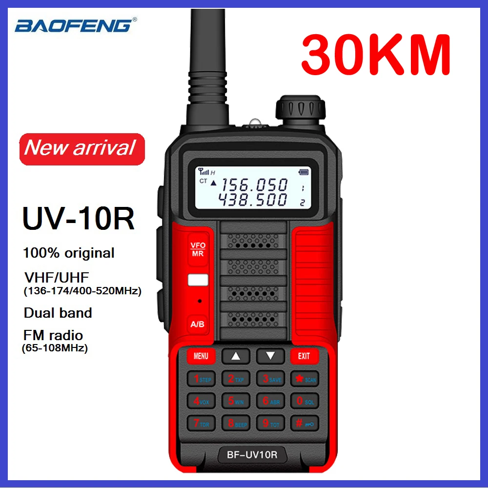 En venta BaoFeng-walkie-talkie UV-10R, transmisor de Radio CB bidireccional, largo alcance, Baofeng, UV10R, 128 canales, VHF, UHF, 136-174Mhz, 400-520Mhz, banda Dual lbQKMlLJaex